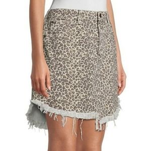 Free People We The Free Bailey Leopard Print Denim Skirt
